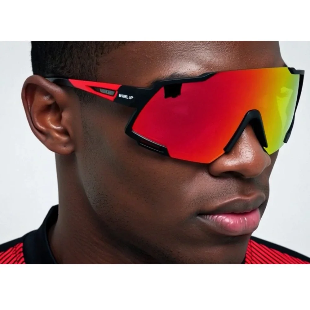 Sunglasses‎ Red Mirror Lens Sports Windproof UV Protection Bike Glasses Lentes